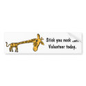 AR-Giraffe Cartoon Volunteer Bumper Sticker bumper stickers