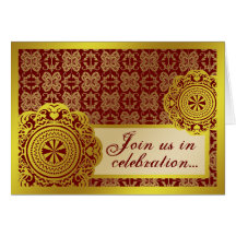 Arabesque Gold Lace, wedding invitation card