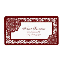 Arabesque Red Lace, address labels