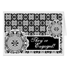 Arabesque White Lace, engagement announcement Greeting Card