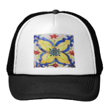 Arabic floral pattern motif tile 1600s trucker hat
