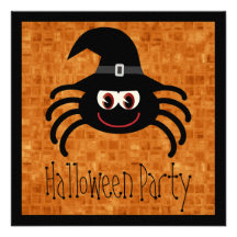 Araignée mignonne de Halloween de bande dessinée Invitation Personnalisable
