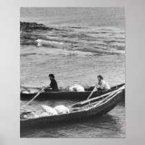 Aran Island Currach Boat at Sea : Vintage Ireland Print