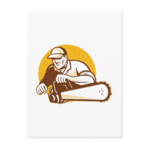 arborist tradesman cutter with chain saw postcards