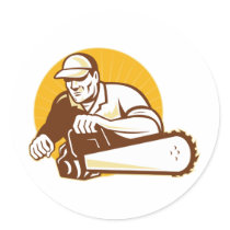 arborist tradesman cutter with chain saw round sticker