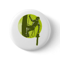 arborist tree surgeon chainsaw retro pinback button