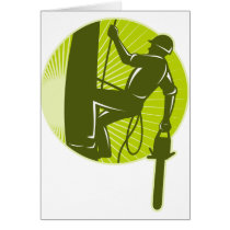 arborist tree surgeon chainsaw retro greeting card
