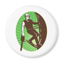 arborist tree surgeon chainsaw retro magnet