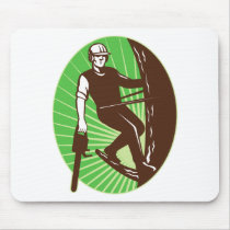 arborist tree surgeon chainsaw retro mousepads