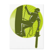 arborist tree surgeon chainsaw retro postcards