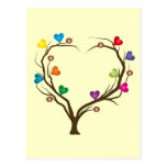 arbre avec les coeurs lumineux carte postale
