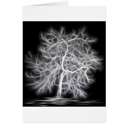 Arbre blanc avec l'arrière - plan noir cartes de vœux