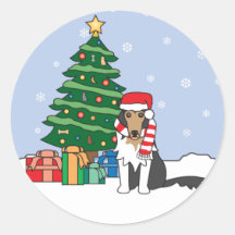 Arbre de colley et de Noël Autocollants Ronds