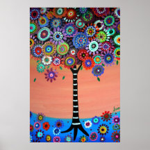 ARBRE DE LA PEINTURE LUNATIQUE D'ARBRE DE LA VIE POSTERS