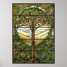 Arbre de la vie/de fenêtre en verre teinté de Tiff Affiches