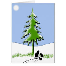 Arbre de Noël avec la carte de chats