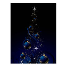 Arbre de Noël bleu scintillant Carte Postale