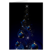 Arbre de Noël bleu scintillant Cartes