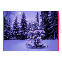 Arbre de Noël dans la forêt Carte De Vœux