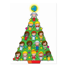 Arbre de Noël d'enfants de pays Carte Postale