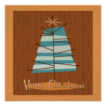 Arbre de Noël moderne de la moitié du siècle Invitations Personnalisées