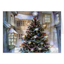 Arbre de Noël sur la rue Carte De Vœux