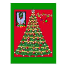 ARBRE DÉCORÉ CARTE POSTALE