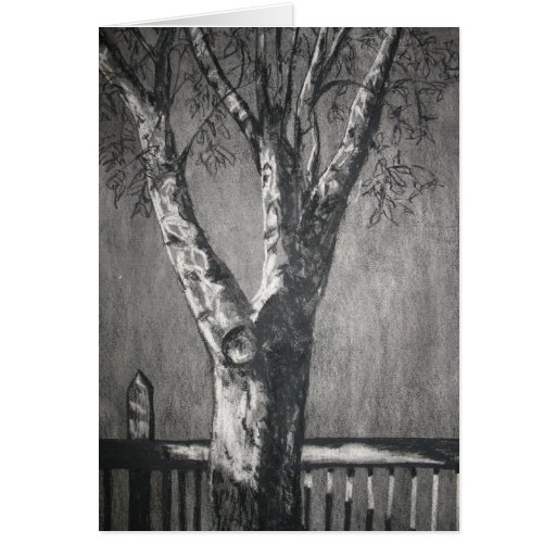 Arbre d'hiver - charbon de bois cartes