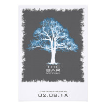 Arbre d'invitation, de bleu et de gris de Mitzvah 