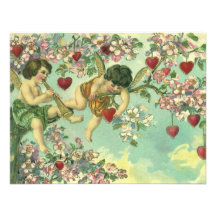 Arbre victorien vintage de coeur de cupidons de jo invitations