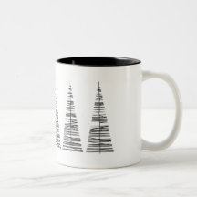 Arbres de Christmass dans une rangée Mugs