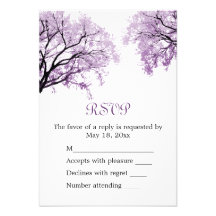 Arbres pourpres en pastel - carte de RSVP Bristol Personnalisé