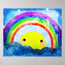 Arc-en-ciel heureux affiche