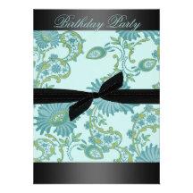Arc noir/bleu et invitation florale d'anniversaire