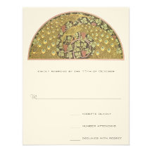 Arch Art Nouveau Vineyard Peacock Response Card Announcement