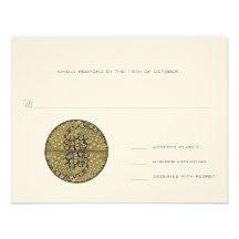 Arch Art Nouveau Vineyard Peacock Response Card Personalized Invitations
