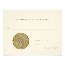 Arch Art Nouveau Vineyard Peacock Response Card Announcement