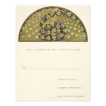 Arch Art Nouveau Vineyard Peacock Response Card Personalized Invitations