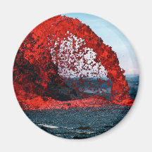 Arching Fountain of Lava from Pahoehoe Volcano Fridge Magnets