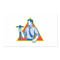 Architect Holding T-Square Side Retro Rectangle Stickers