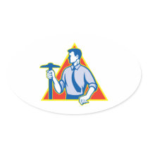 Architect Holding T-Square Side Retro Sticker