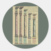 Architecture vintage, les 5 ordres architecturaux adhésif rond