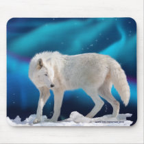 Arctic Wolf & Northern Lights II Fantasy Mousepad