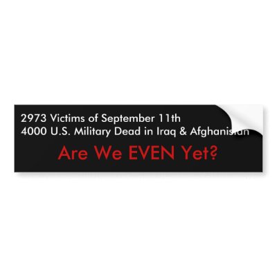 Are We EVEN Yet? Bumper Stickers by zipflmeister