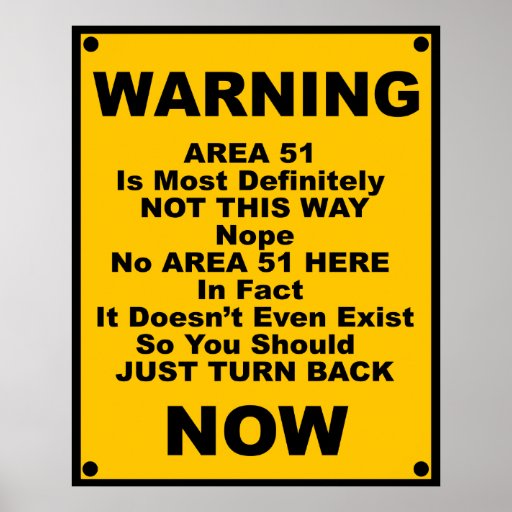 Area 51 ~ Spoof Warning Print