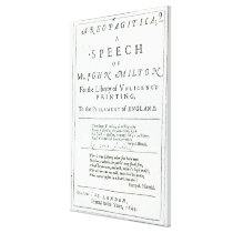 Areopagitica'  a speech of John Milton Gallery Wrap Canvas
