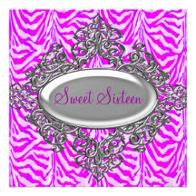 Argent blanc pourpre 2 de zèbre du sweet sixteen 1 invitation personnalisée
