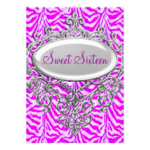 Argent blanc pourpre de zèbre du sweet sixteen 16 faire-parts