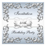 Argent bleu-clair d'invitation tout anniversaire