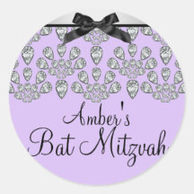 Argent/de pourpre autocollant de bat mitzvah diama
